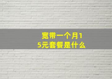 宽带一个月15元套餐是什么