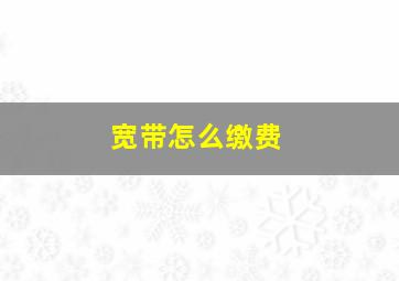 宽带怎么缴费