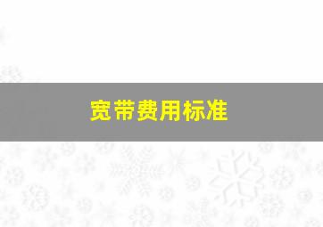 宽带费用标准