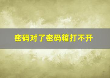 密码对了密码箱打不开