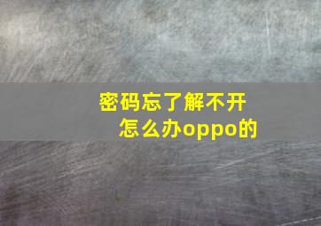 密码忘了解不开怎么办oppo的