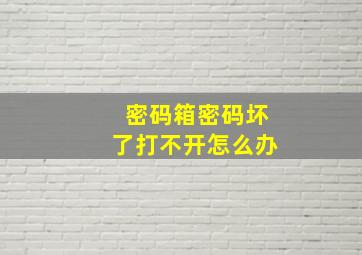 密码箱密码坏了打不开怎么办