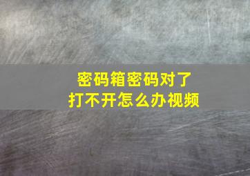 密码箱密码对了打不开怎么办视频