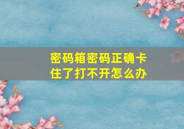 密码箱密码正确卡住了打不开怎么办