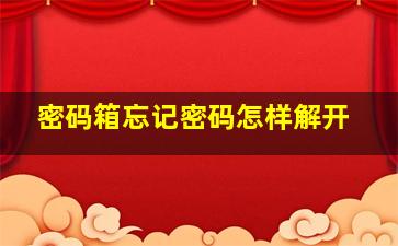 密码箱忘记密码怎样解开