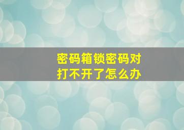 密码箱锁密码对打不开了怎么办