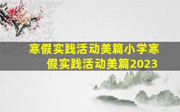 寒假实践活动美篇小学寒假实践活动美篇2023