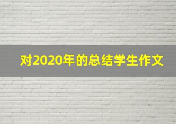 对2020年的总结学生作文