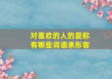 对喜欢的人的爱称有哪些词语来形容