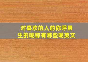 对喜欢的人的称呼男生的昵称有哪些呢英文