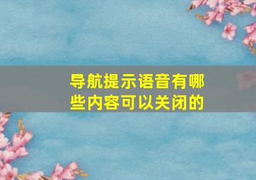 导航提示语音有哪些内容可以关闭的