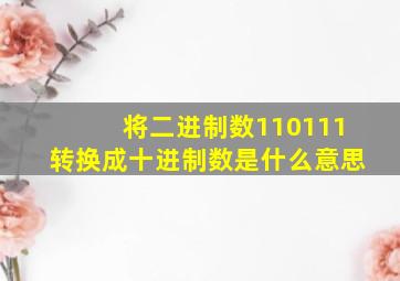 将二进制数110111转换成十进制数是什么意思