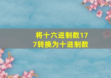 将十六进制数177转换为十进制数