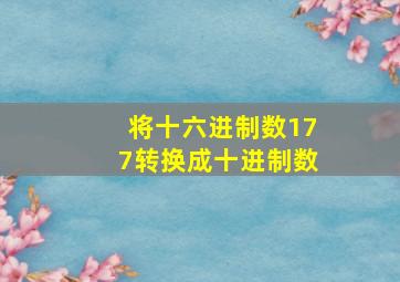 将十六进制数177转换成十进制数