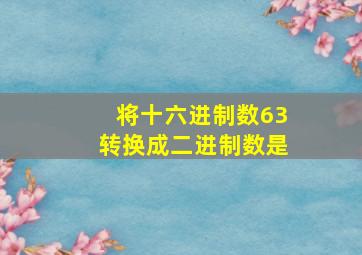 将十六进制数63转换成二进制数是