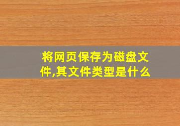 将网页保存为磁盘文件,其文件类型是什么