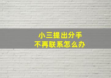 小三提出分手不再联系怎么办