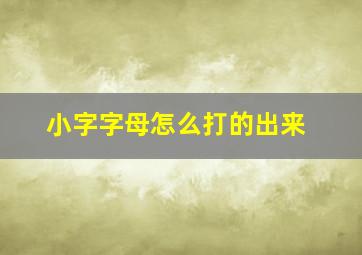 小字字母怎么打的出来