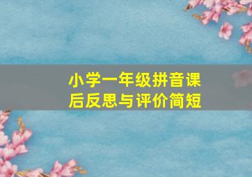 小学一年级拼音课后反思与评价简短