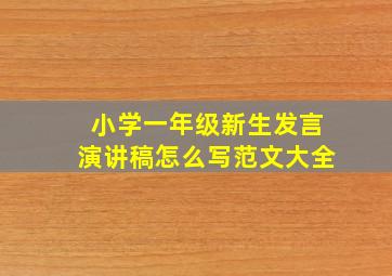 小学一年级新生发言演讲稿怎么写范文大全