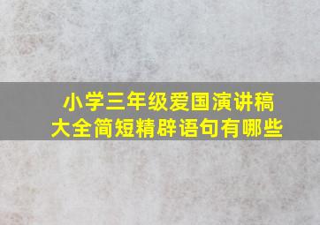 小学三年级爱国演讲稿大全简短精辟语句有哪些