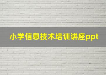 小学信息技术培训讲座ppt