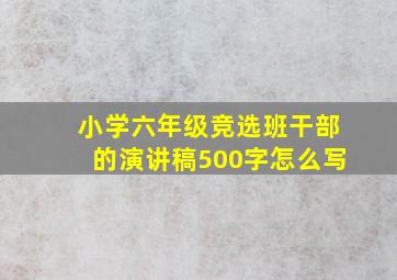 小学六年级竞选班干部的演讲稿500字怎么写