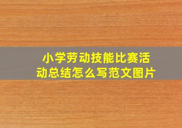 小学劳动技能比赛活动总结怎么写范文图片