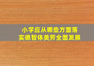 小学应从哪些方面落实德智体美劳全面发展