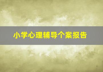 小学心理辅导个案报告