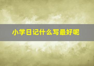 小学日记什么写最好呢