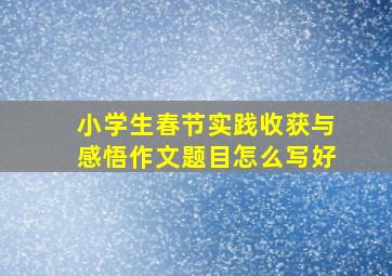 小学生春节实践收获与感悟作文题目怎么写好