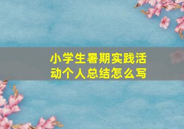 小学生暑期实践活动个人总结怎么写