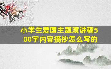 小学生爱国主题演讲稿500字内容摘抄怎么写的