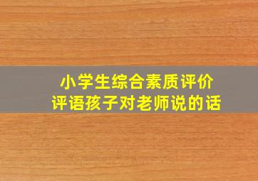 小学生综合素质评价评语孩子对老师说的话