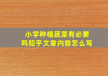 小学种植蔬菜有必要吗知乎文章内容怎么写