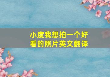 小度我想拍一个好看的照片英文翻译