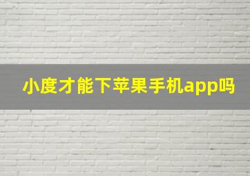 小度才能下苹果手机app吗