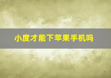 小度才能下苹果手机吗