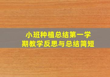 小班种植总结第一学期教学反思与总结简短