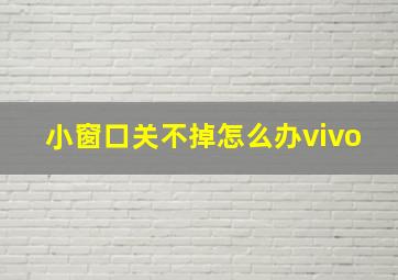 小窗口关不掉怎么办vivo