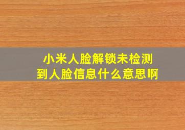 小米人脸解锁未检测到人脸信息什么意思啊