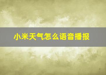 小米天气怎么语音播报