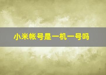 小米帐号是一机一号吗