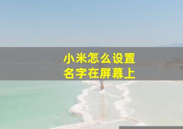 小米怎么设置名字在屏幕上