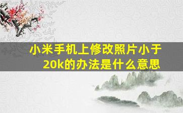 小米手机上修改照片小于20k的办法是什么意思