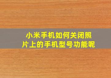 小米手机如何关闭照片上的手机型号功能呢