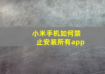 小米手机如何禁止安装所有app