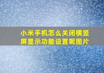 小米手机怎么关闭横竖屏显示功能设置呢图片