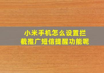 小米手机怎么设置拦截推广短信提醒功能呢